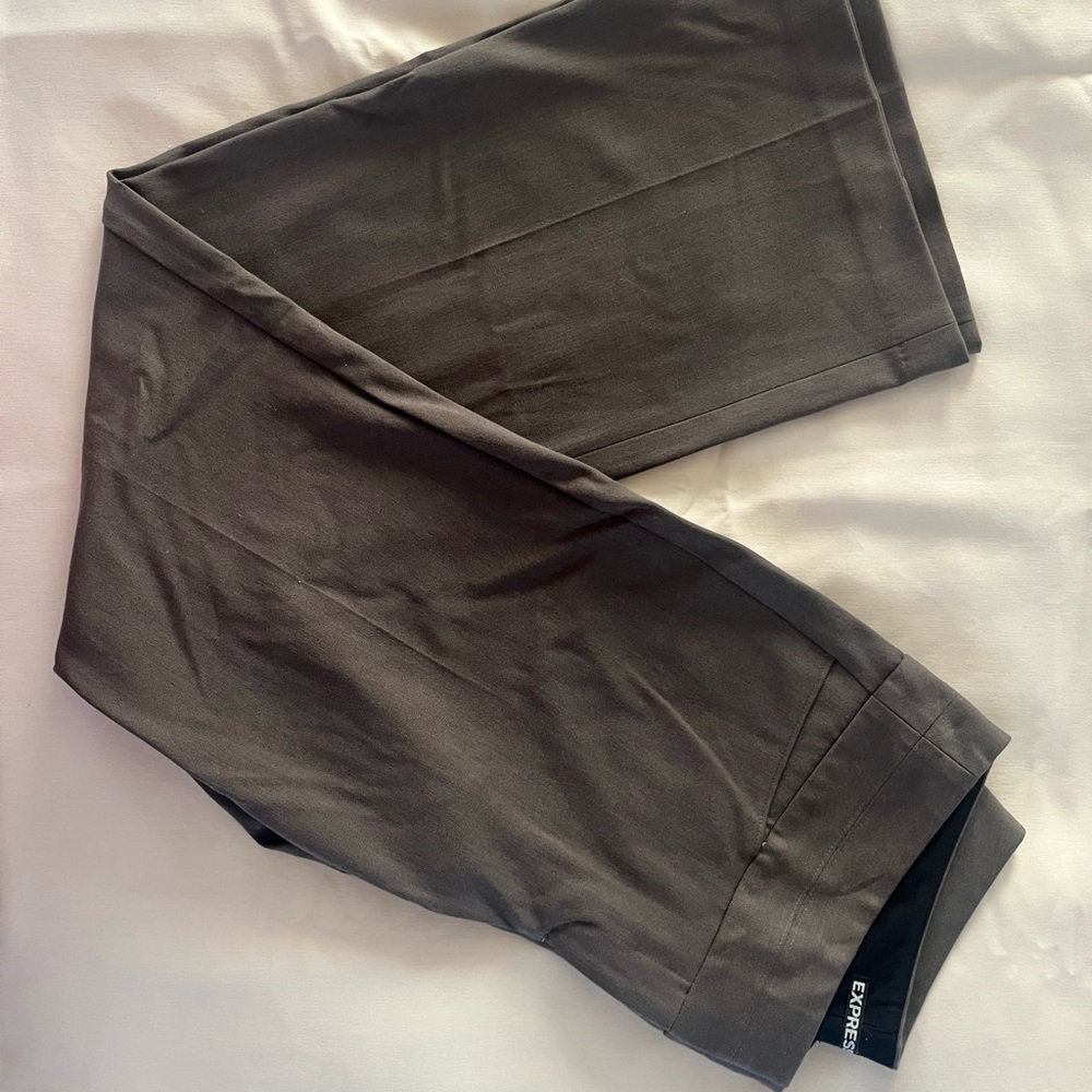 Express Gray Dress Pants with Straight Leg and Full Length
